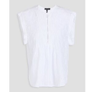 NWT RAG & BONE Gabby broderie anglaise ramie top white - XXS
